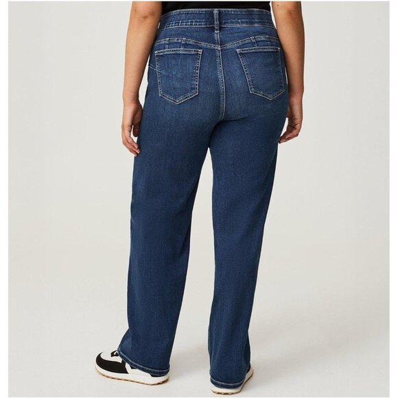 Women's Plus Size Wide Leg High-Rise Jeans Comfort Fit Stretch Cotton - Picture 6 of 7